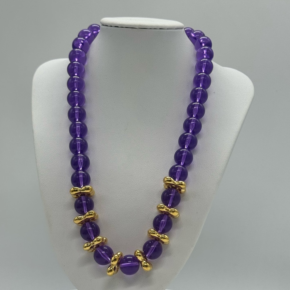 Vintage Joan Rivers Czech Republic Purple Beaded Necklace NWOT